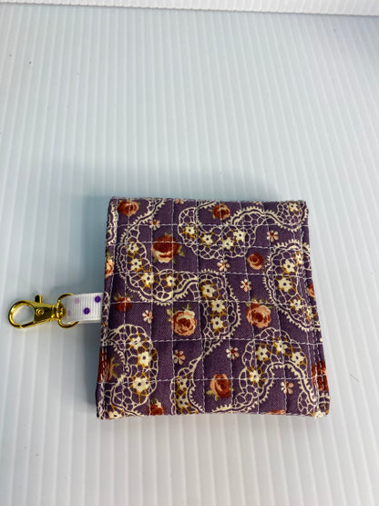 Small Ear Bud Pouch - Purple lace and flowers