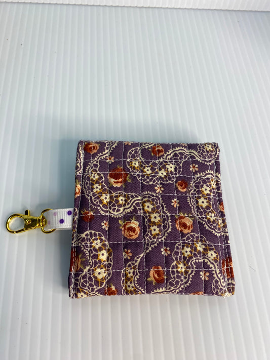 Small Ear Bud Pouch - Purple lace and flowers