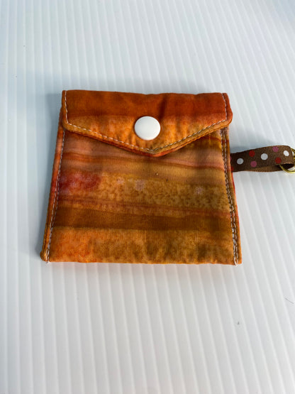 Large Ear Bud Pouch - Orange and Brown