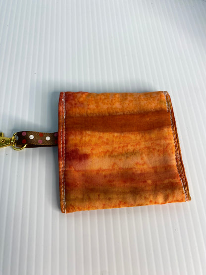 Large Ear Bud Pouch - Orange and Brown