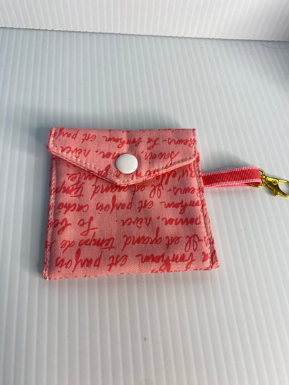 Large Ear Bud Pouch - Pink Writing