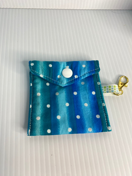 Large Ear Bud Pouch - Blue Stripe Spots