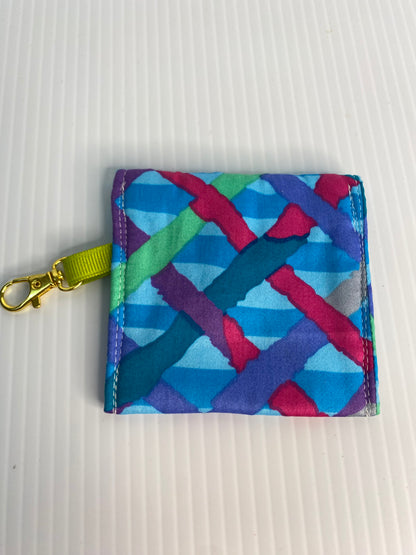 Large Ear Bud Pouch - Blue Criss Cross