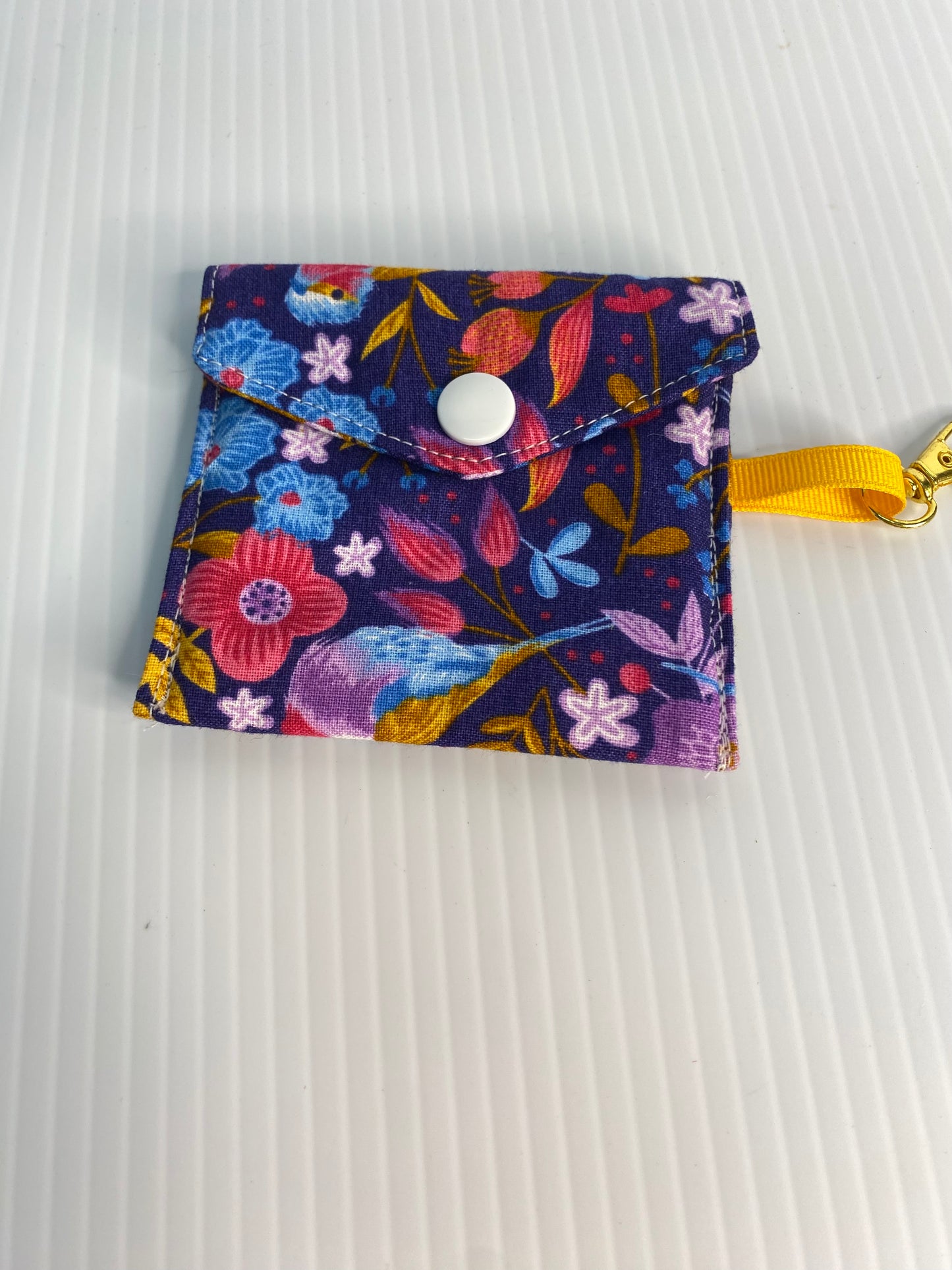 Large Ear Bud Pouch - Birds and Flowers