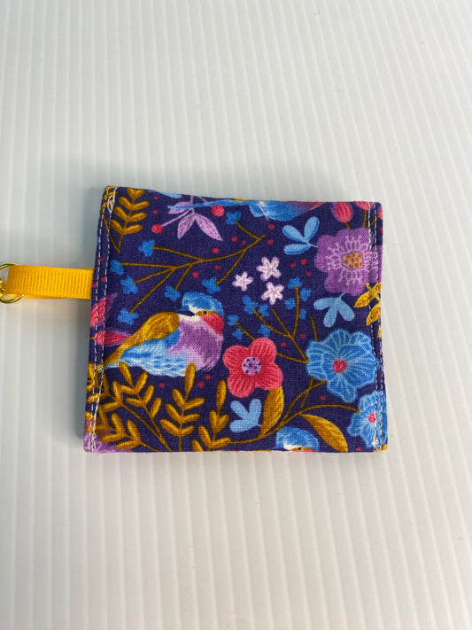 Large Ear Bud Pouch - Birds and Flowers