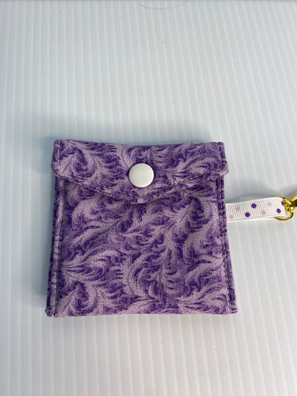 Large Ear Bud Pouch - Purple Leaves