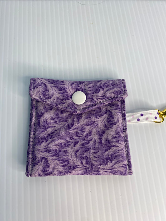 Large Ear Bud Pouch - Purple Leaves