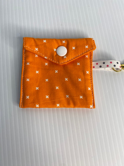 Large Ear Bud Pouch - Orange with White Cross