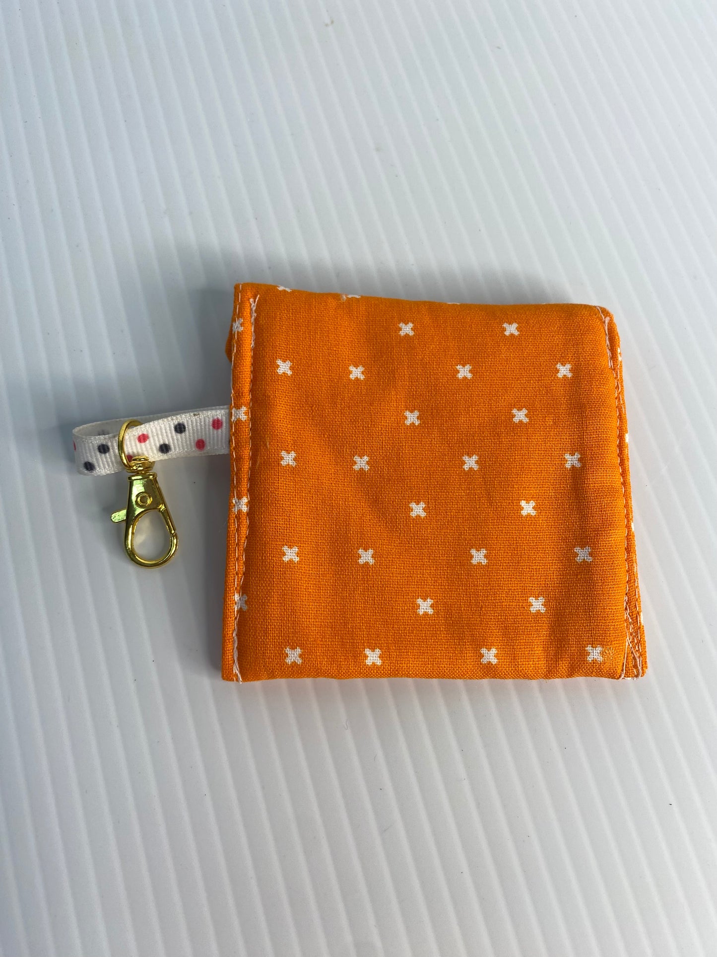 Large Ear Bud Pouch - Orange with White Cross