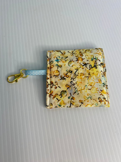 Large Ear Bud Pouch - Brown / Cream Leaves and Buds