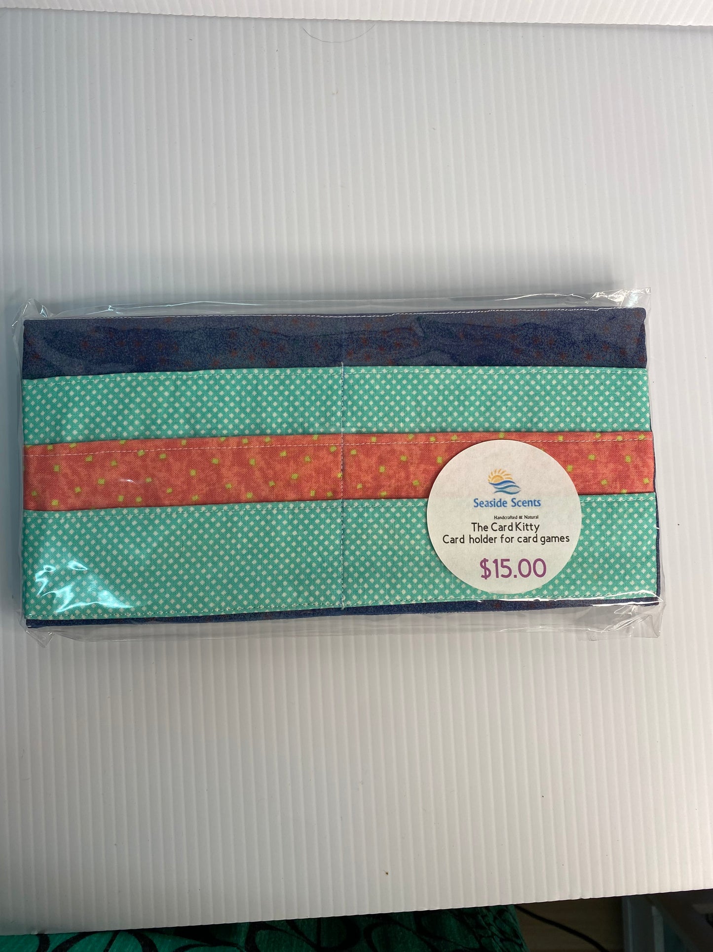 Folding Playing Card Holder -Green with white spot