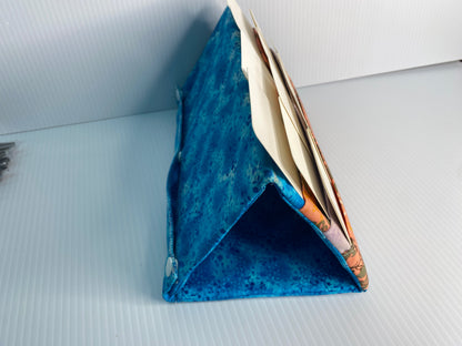 Folding Playing Card Holder - Blue and green small floral