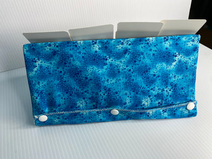 Folding Playing Card Holder - Blue and green small floral