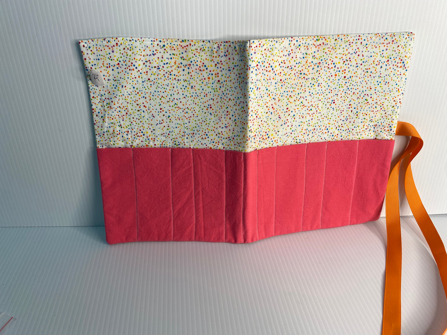 Make up Brush Travel Wrap - Cotton Material Confetti and Pink