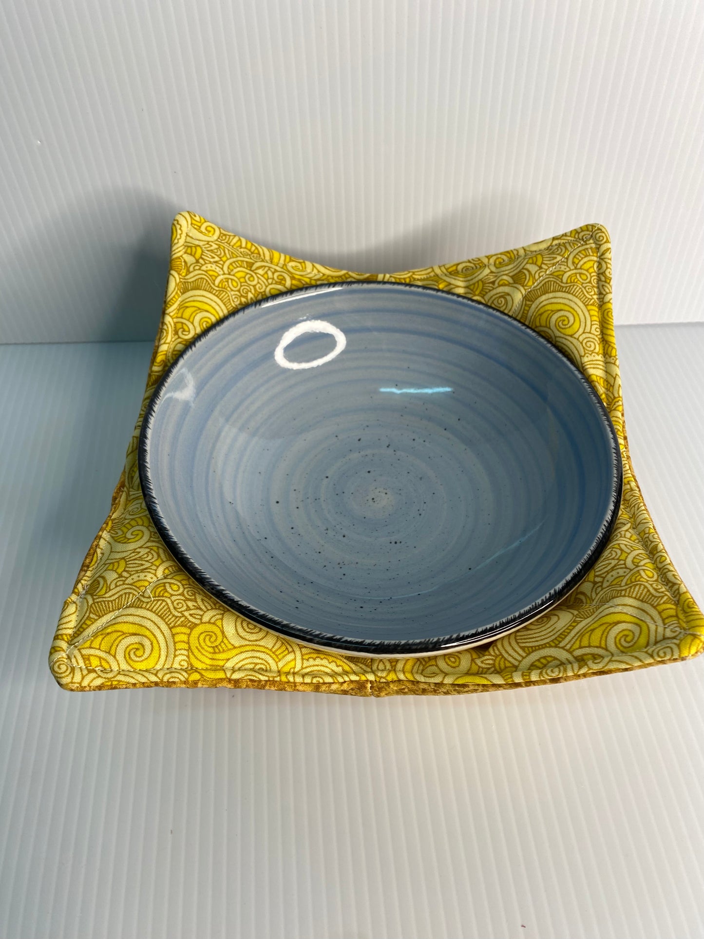 Microwave Bowl Cosy Lemon Swirls and brown