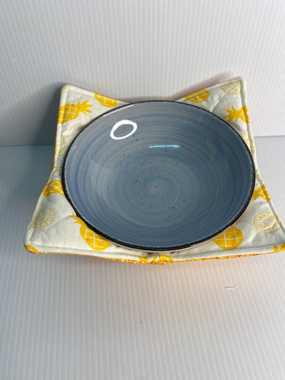 Microwave Bowl Cosy Orange with yellow pineapples