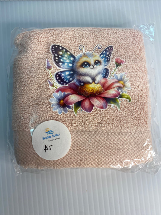 Baby Face Washer -Wing Fairy  on Apricot Washer