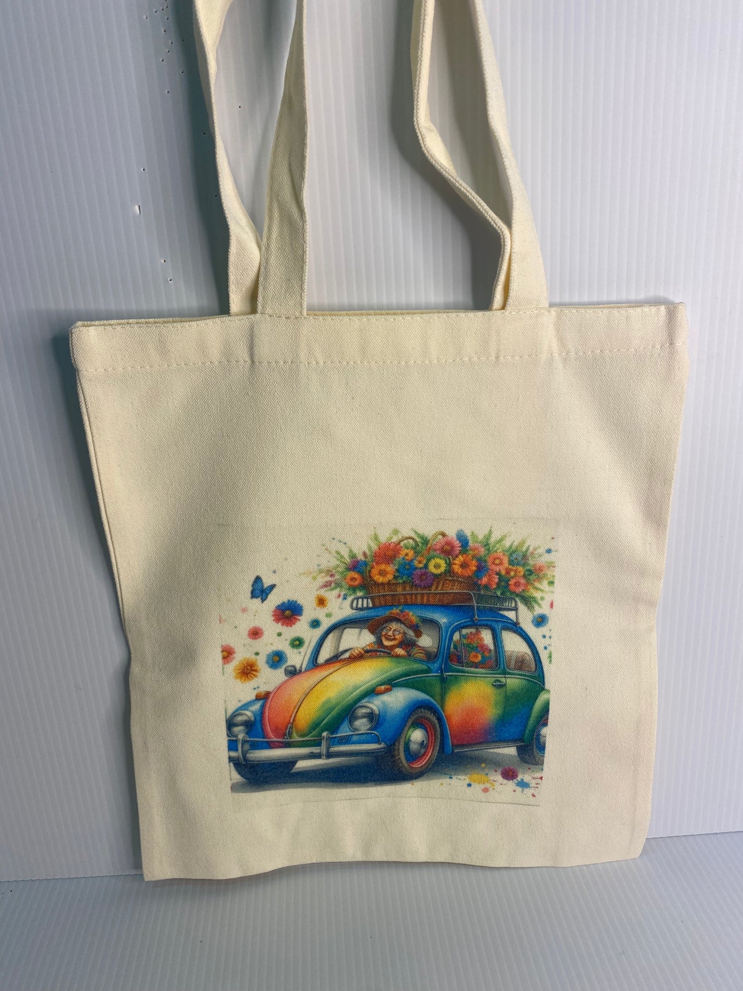 Tote Bag - Sublimated Design, Happy Hippy in Bug