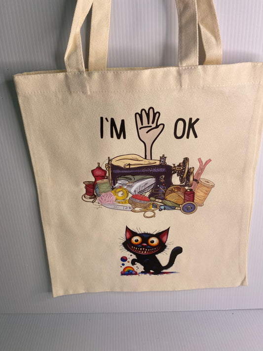 Tote Bag - Sublimated Design, I'm Ok Hand Up