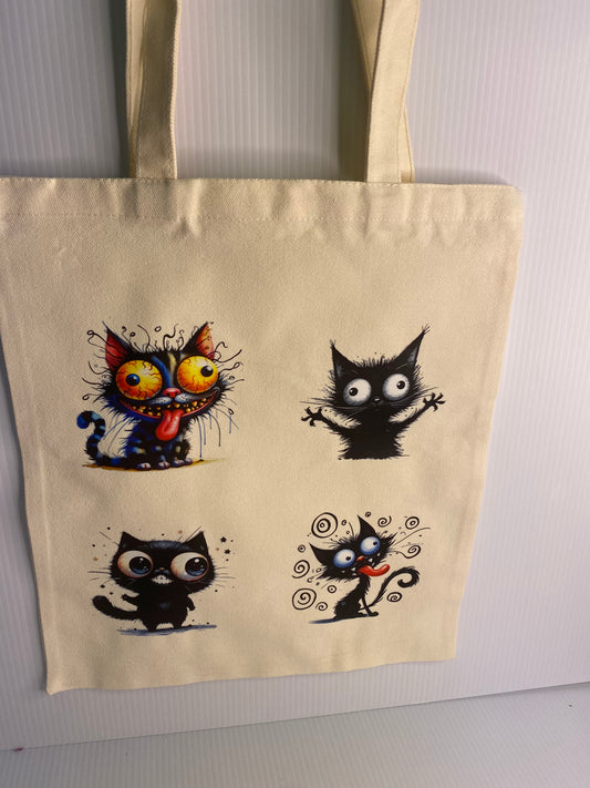 Tote Bag - Sublimated Design, Crazy Cats