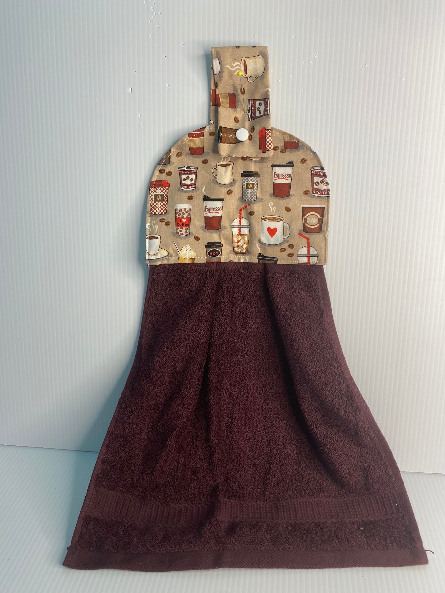 Hanging  Hand Towel Chocolate Towel with Coffee Cups