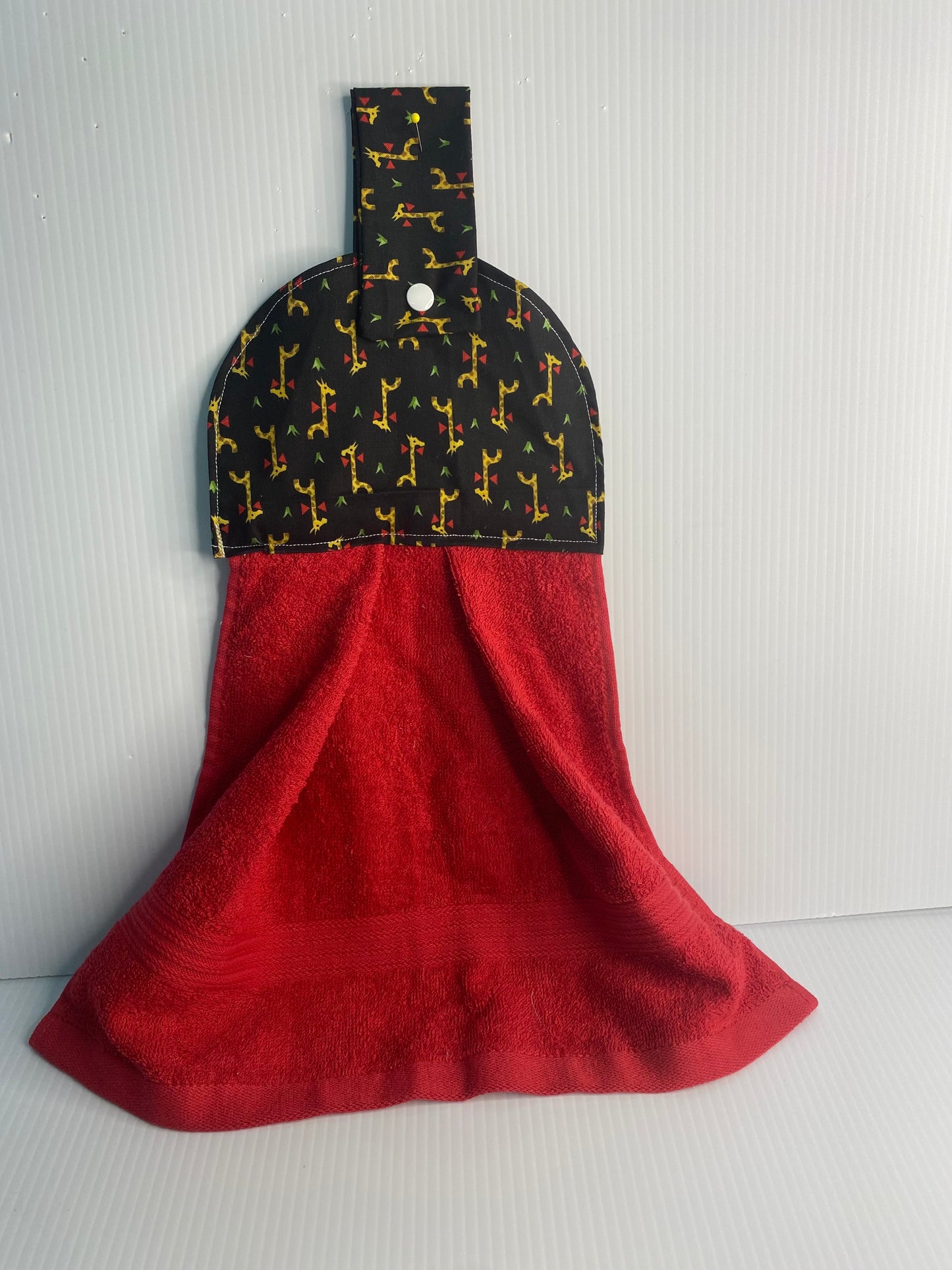 Hanging  Hand Towel  Red Towel with Girraffe