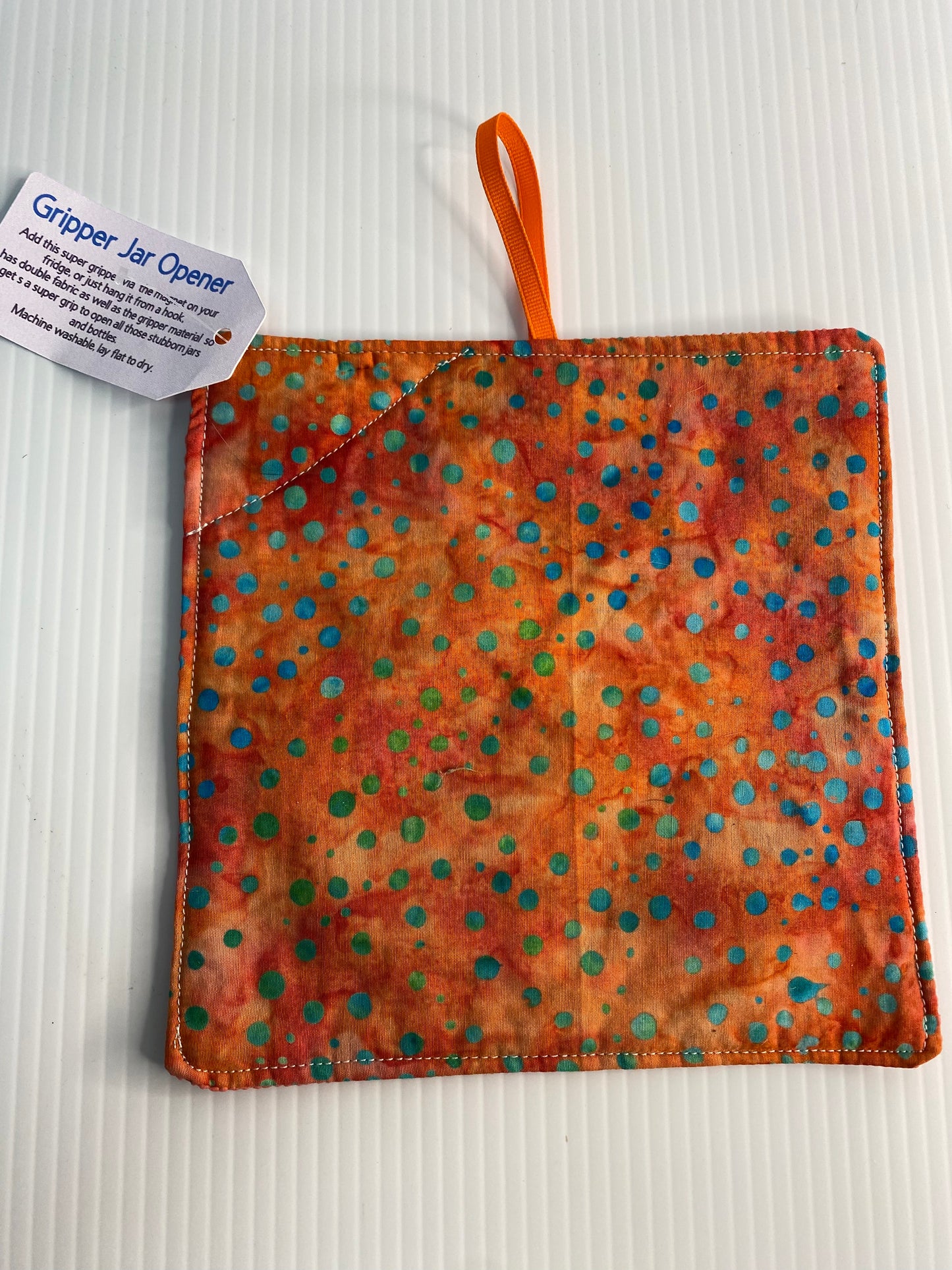Strong Grip Jar Opener  - Blue spots on Orange with orange back