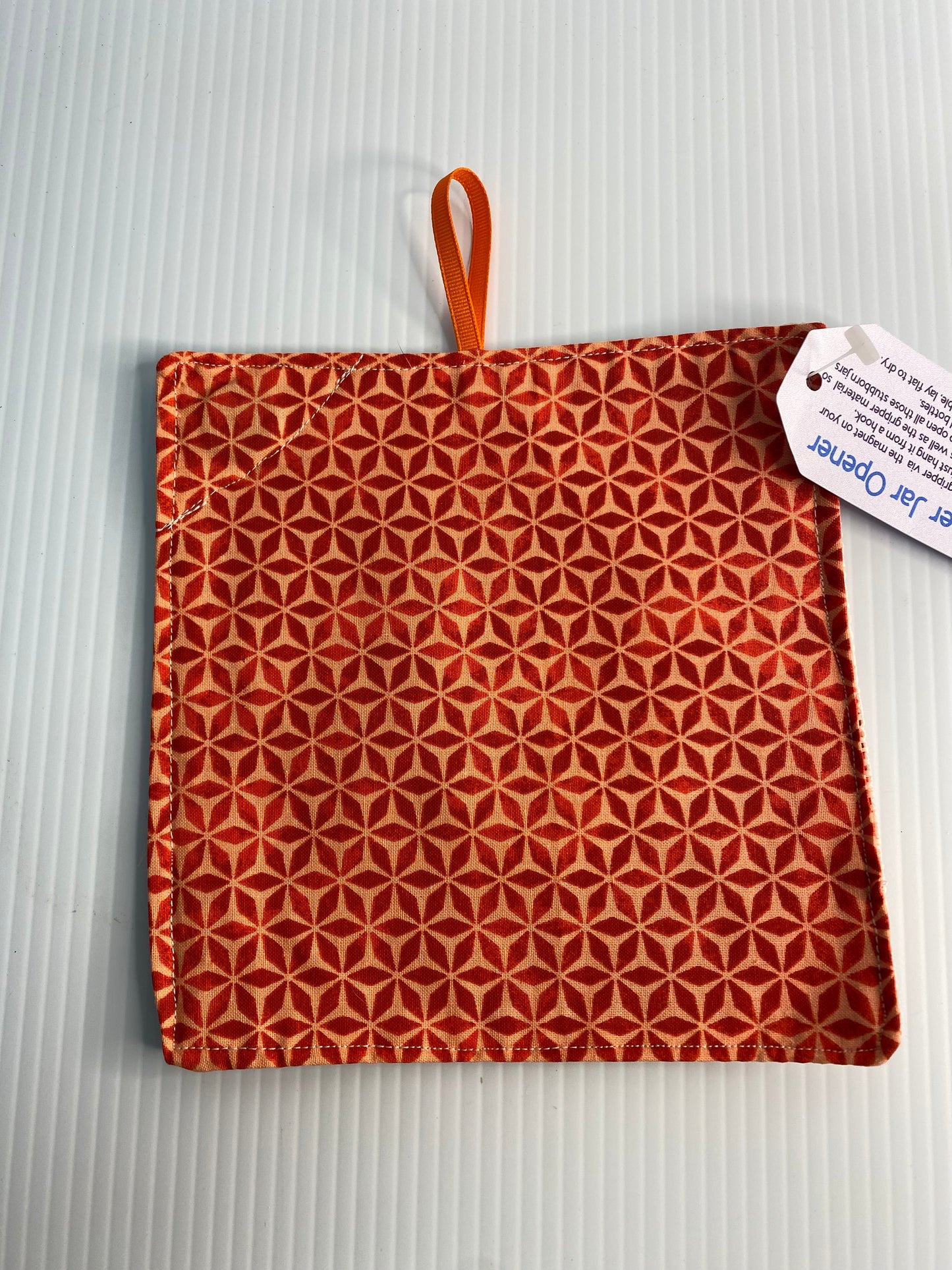 Strong Grip Jar Opener  - Orange Diamonds Cream Back