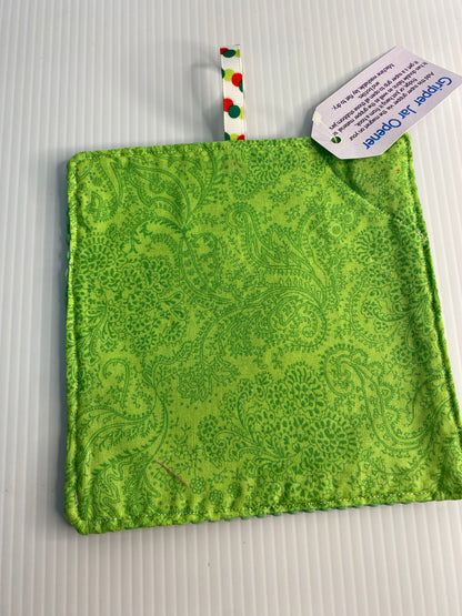 Strong Grip Jar Opener  -Green Paisley Print with Green Back