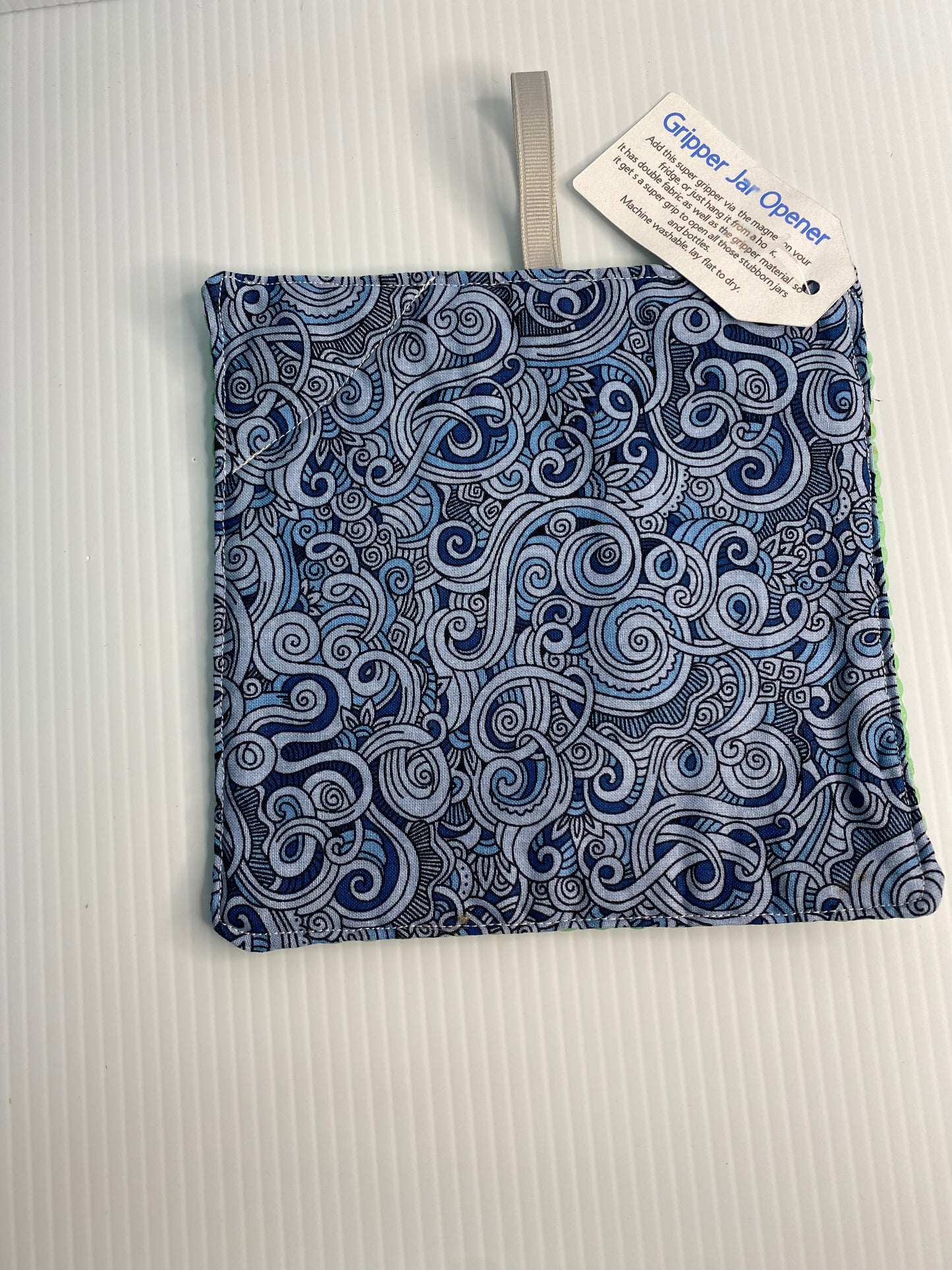Strong Grip Jar Opener  -Blue and Grey Swirls with Green Back