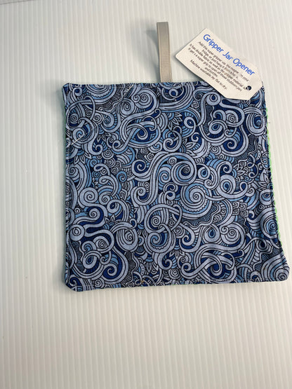 Strong Grip Jar Opener  -Blue and Grey Swirls with Green Back