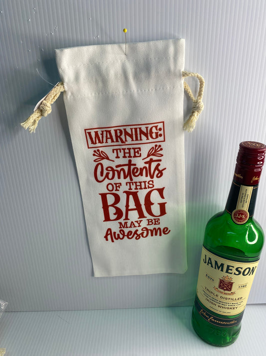 Wine Bag - Sublimated Design - Warning the contents of this bag