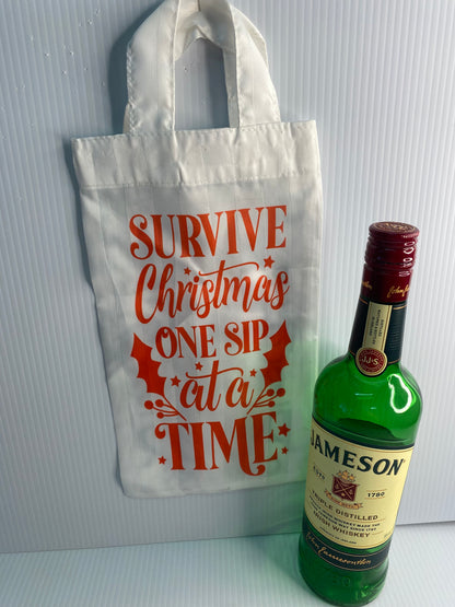 Wine Bag - Sublimated Design - Survive Christmas