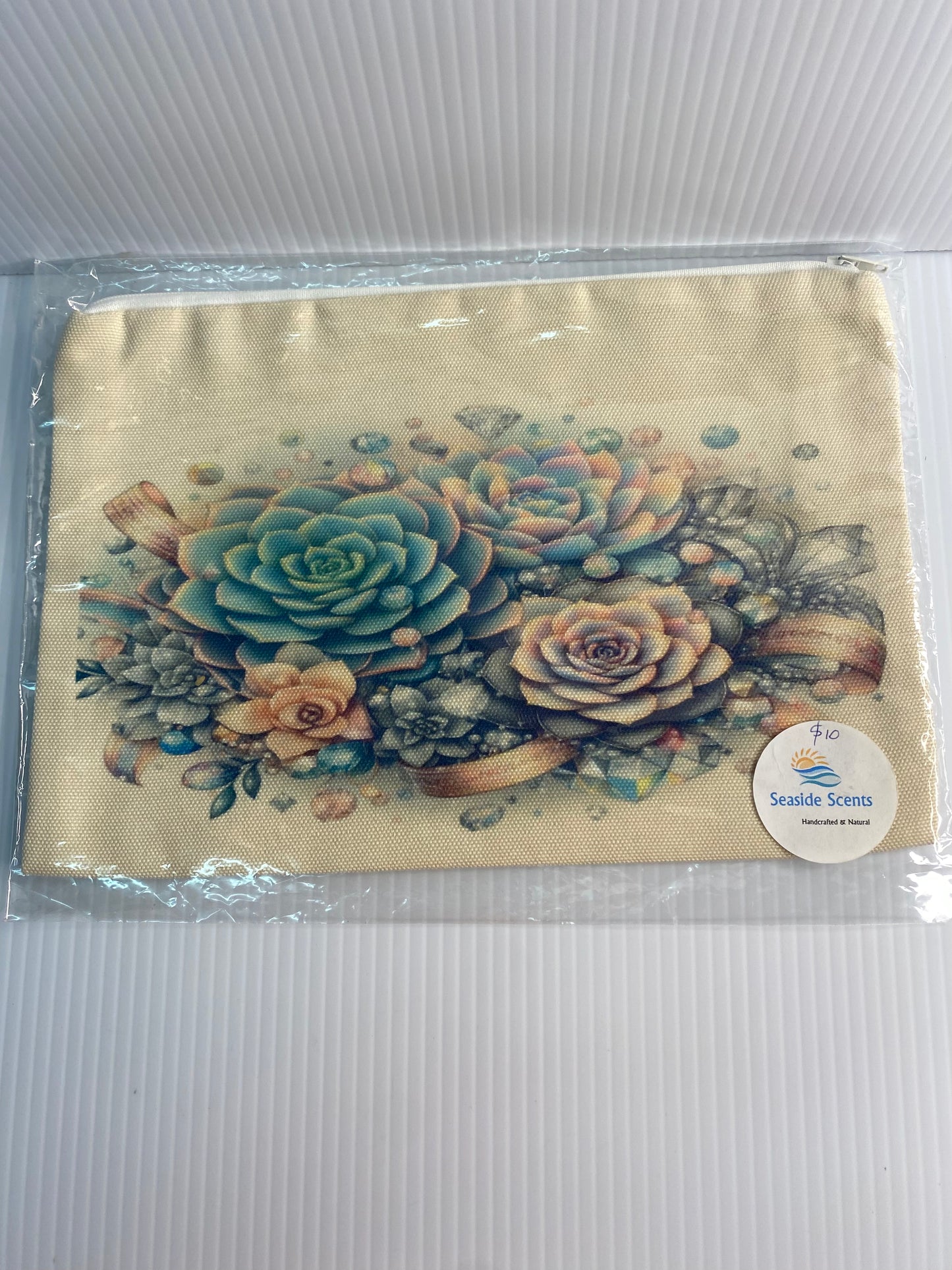 Pouch Zippered and Sublimated with Design - Succulents & Honey Bee