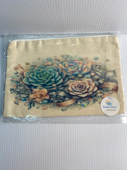 Pouch Zippered and Sublimated with Design - Succulents & Honey Bee