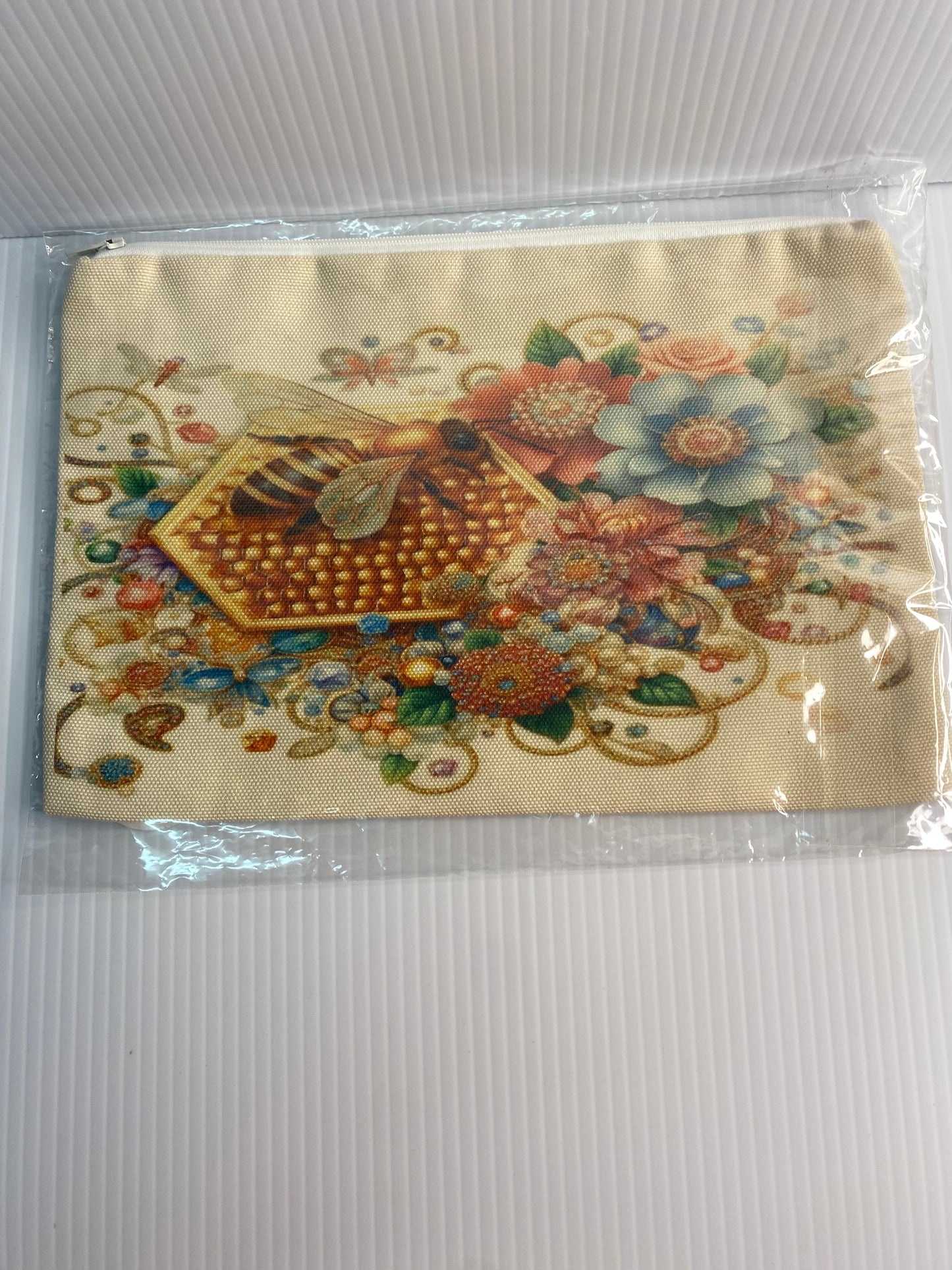Pouch Zippered and Sublimated with Design - Succulents & Honey Bee