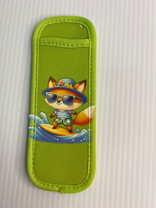 REUSABLE ICY POLE HOLDER, Patterned Ice Pop Covers, Fox Surfing