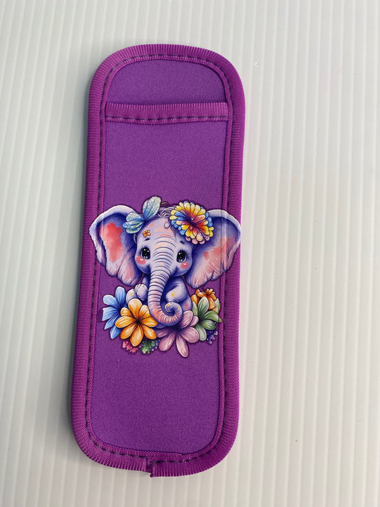 REUSABLE ICY POLE HOLDER, Patterned Ice Pop Covers, Elephant Flowers