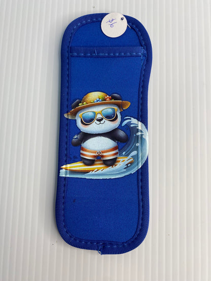 REUSABLE ICY POLE HOLDER, Patterned Ice Pop Covers, Panda Surfing