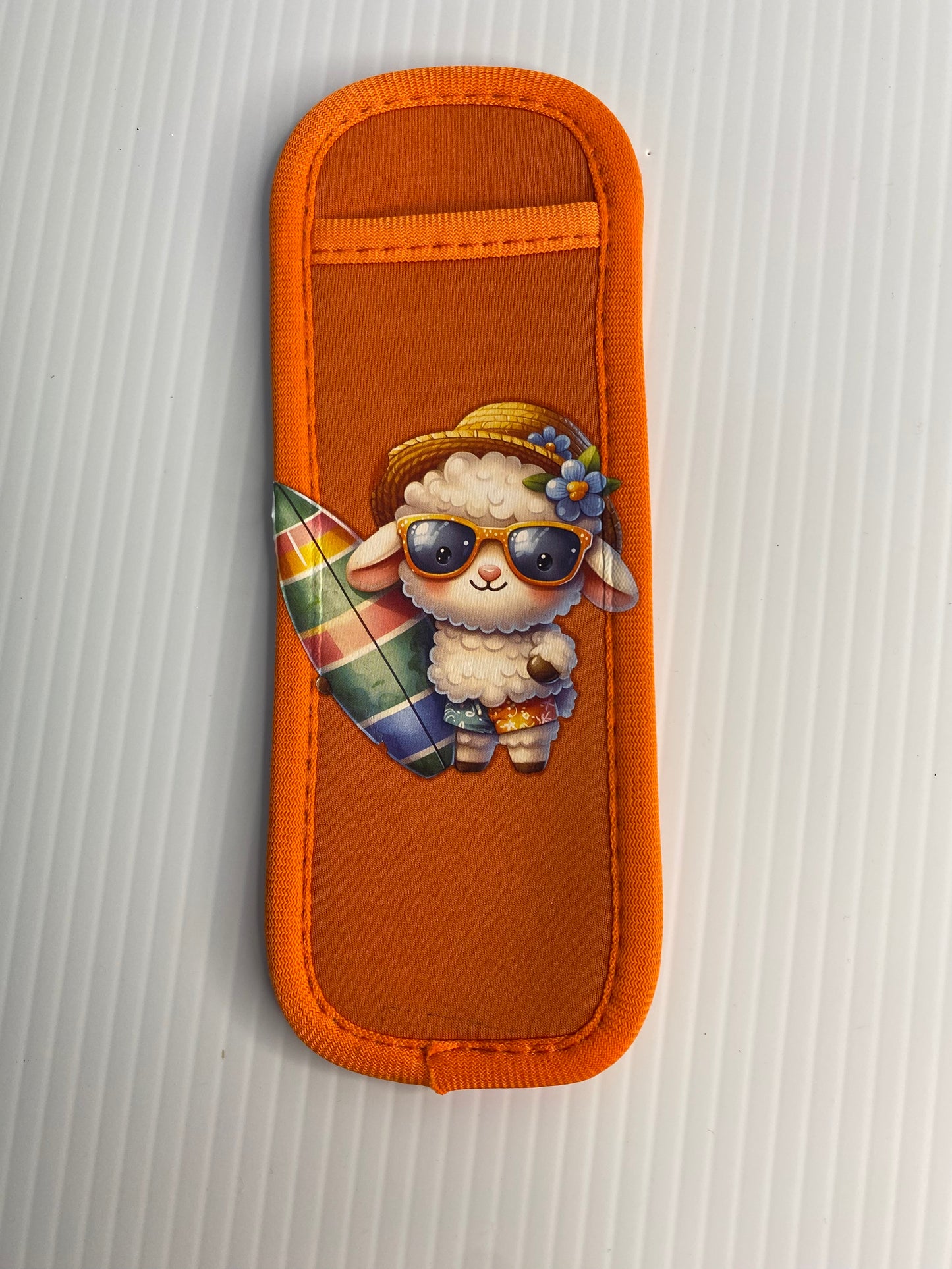 REUSABLE ICY POLE HOLDER, Patterned Ice Pop Covers, Sheep Surfboard