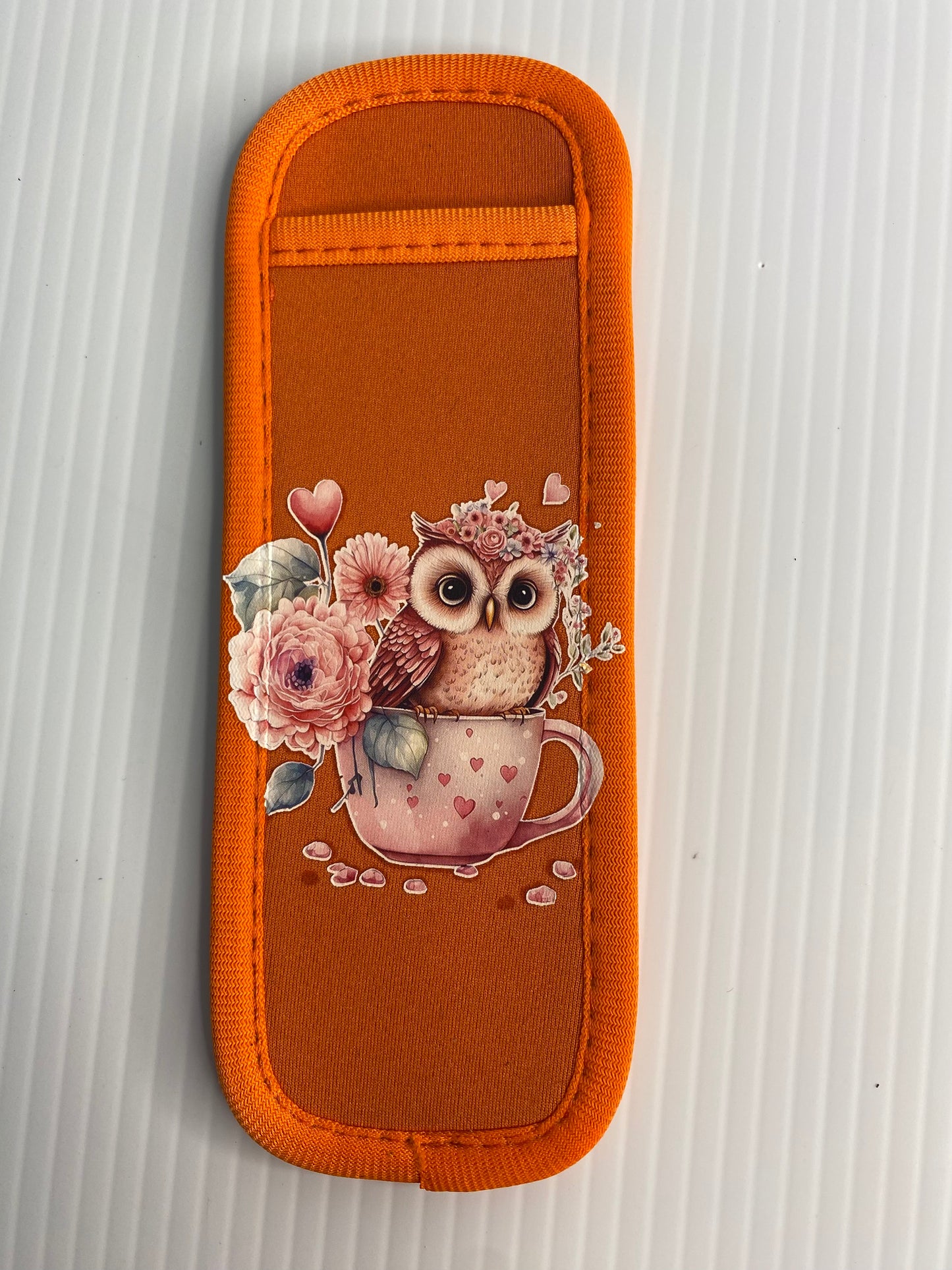 REUSABLE ICY POLE HOLDER, Patterned Ice Pop Covers, Owl Teacup