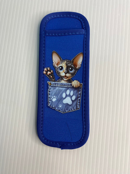 REUSABLE ICY POLE HOLDER, Patterned Ice Pop Covers, Hairless Cat