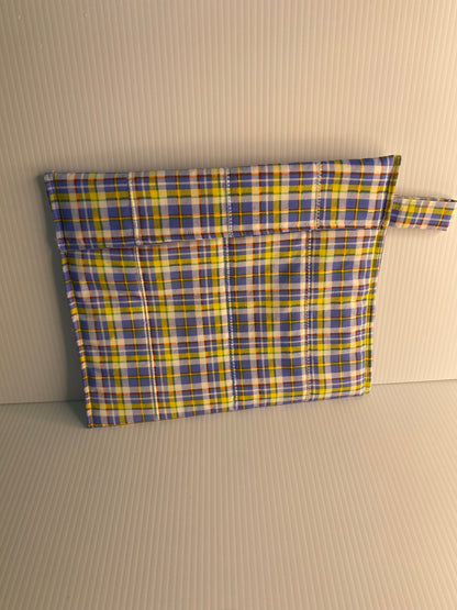 Microwave Baked Potato Sacks Blue Yellow Check