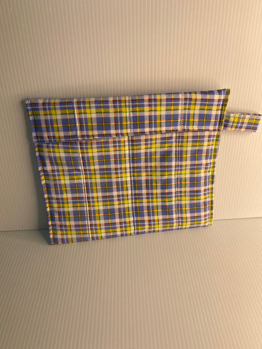 Microwave Baked Potato Sacks Blue Yellow Check