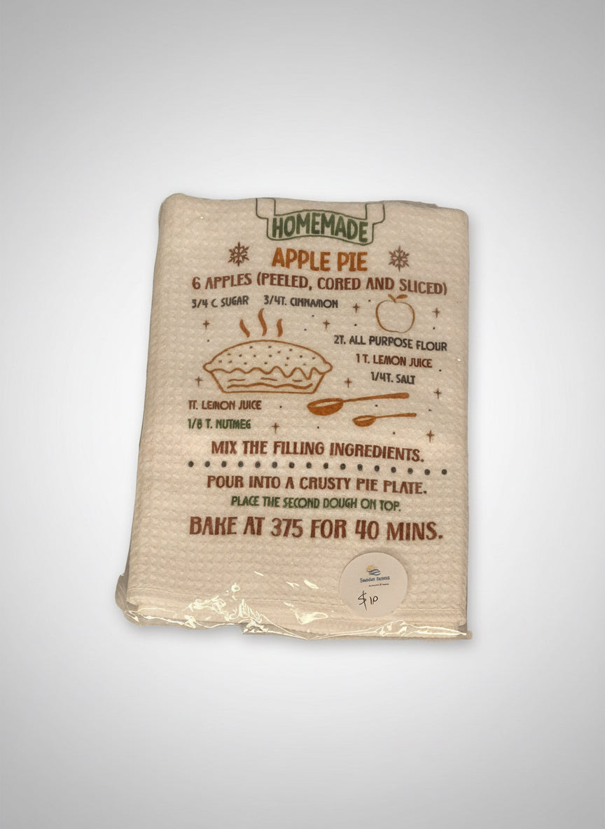 Waffle Tea Towel - Recipe  - Apple Pie