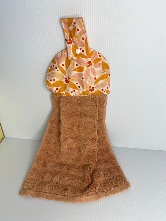 Hanging  Hand Towel - Light Brown Towel with Berries on Top