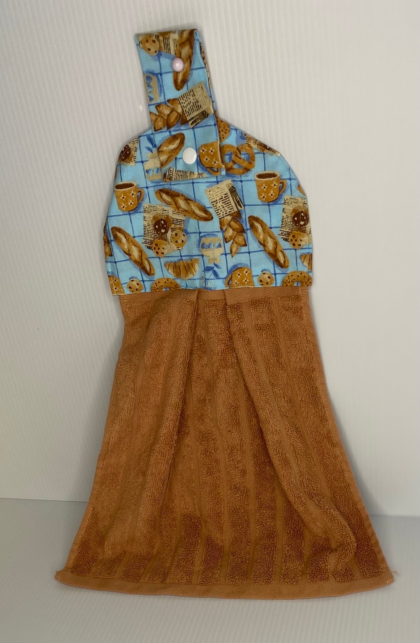 Hanging  Hand Towel -Brown Towel with Bread Sticks on Top