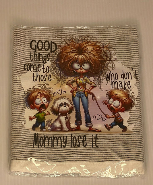 Tea Towel -Striped with saying GOOD THINGS