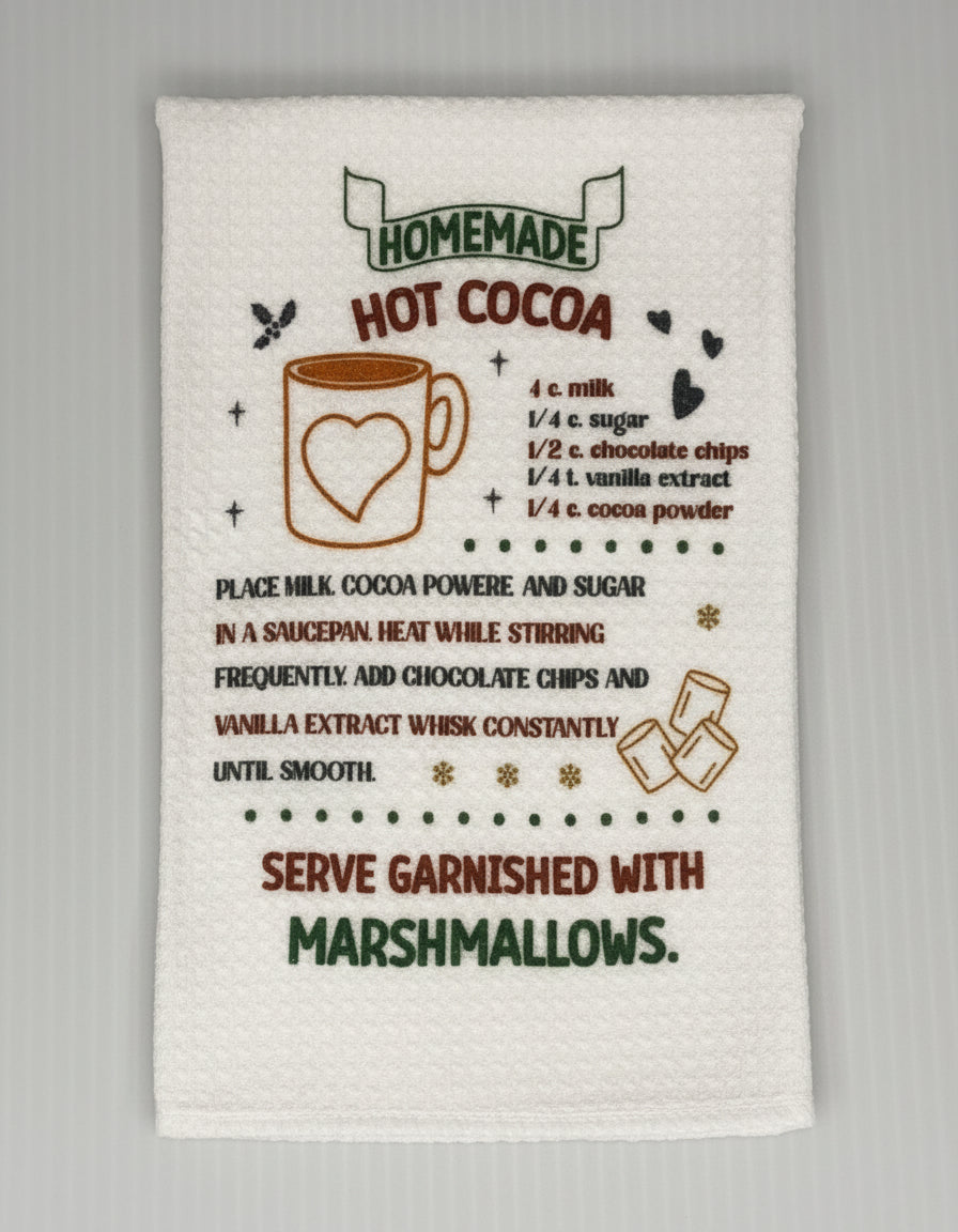 Waffle Tea Towel - Recipe  -Hot Cocoa