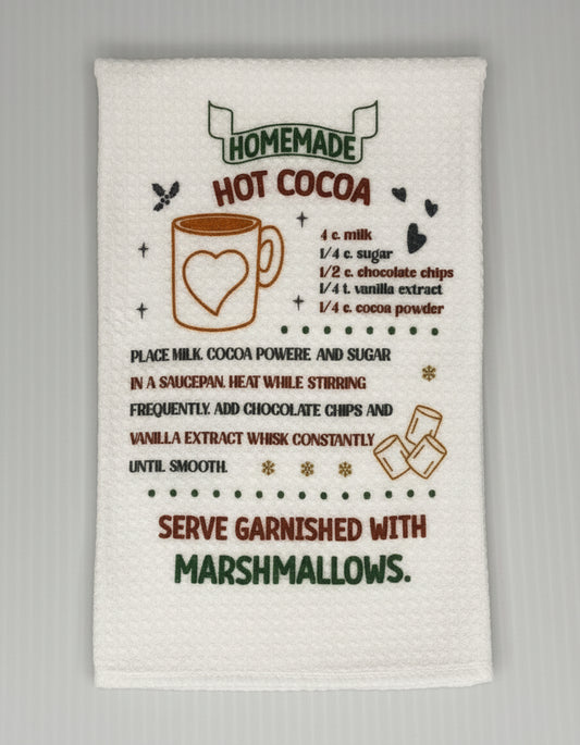 Waffle Tea Towel - Recipe  -Hot Cocoa